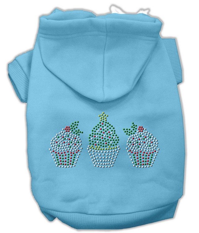 Christmas Cupcakes Rhinestone Hoodie Baby Blue XS